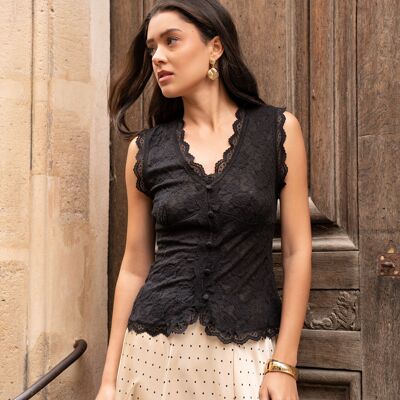 Top con escote de encaje - 81055