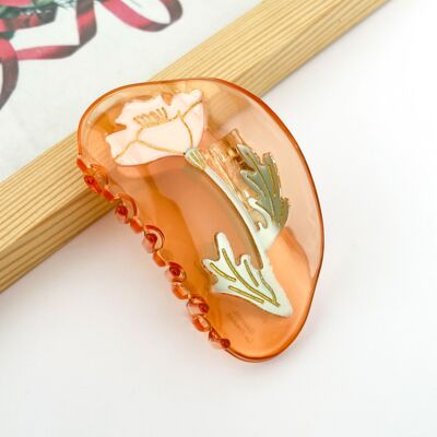 🌸 Semi - Circular Lotus Acetate Claw Clip – Elegant Floral Hair Accessory