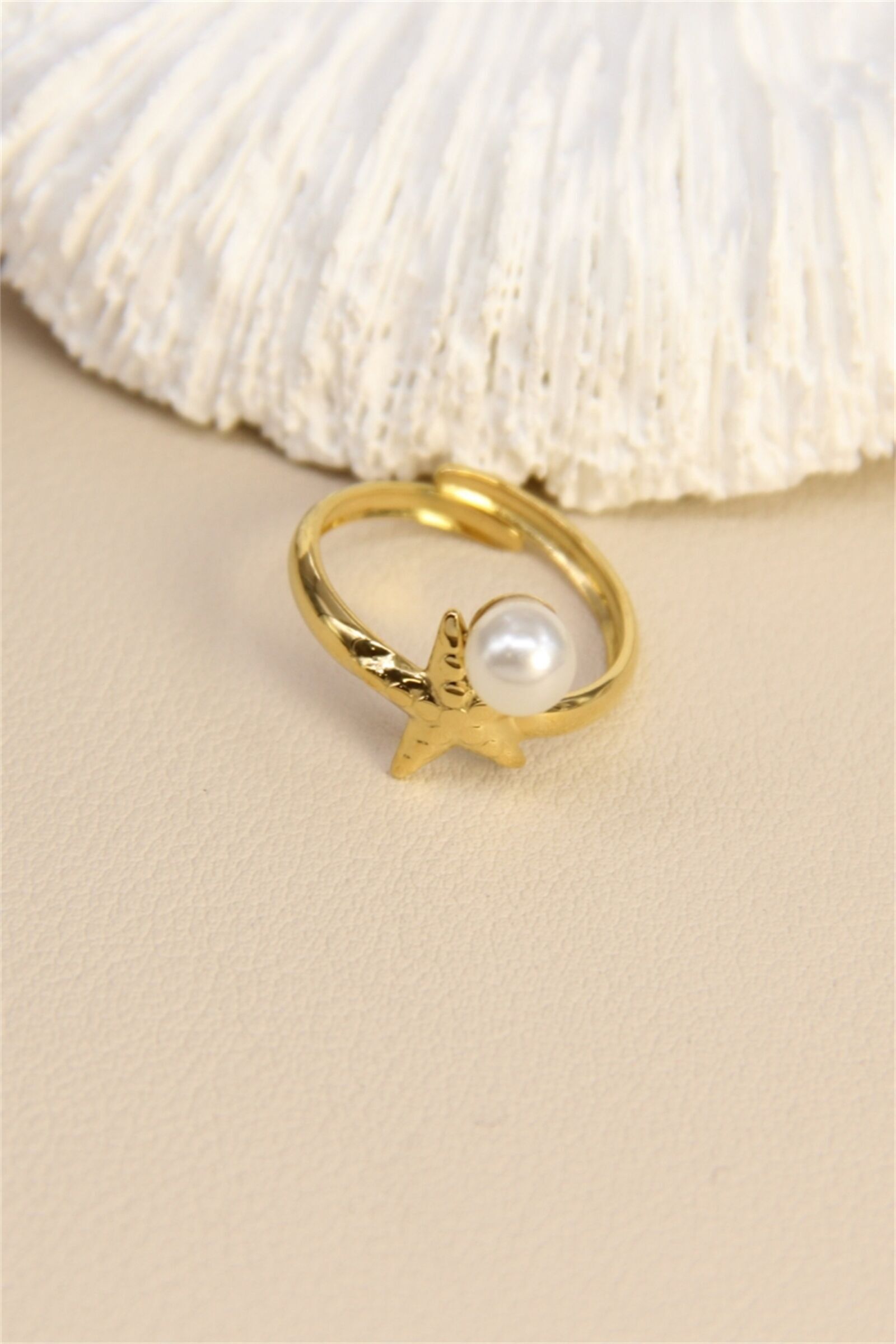 Anello "Stella e Perla" - Acciaio inossidabile