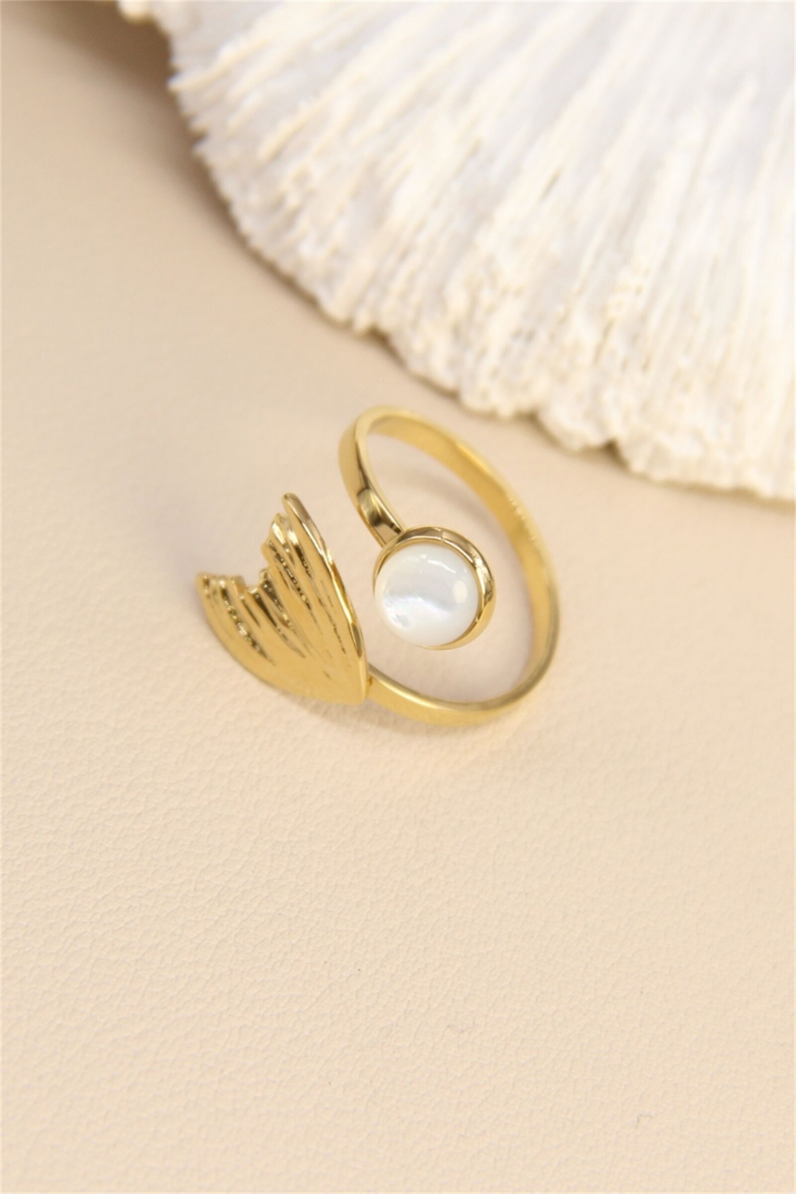 Anello "Scale & Pearl" - Acciaio inossidabile