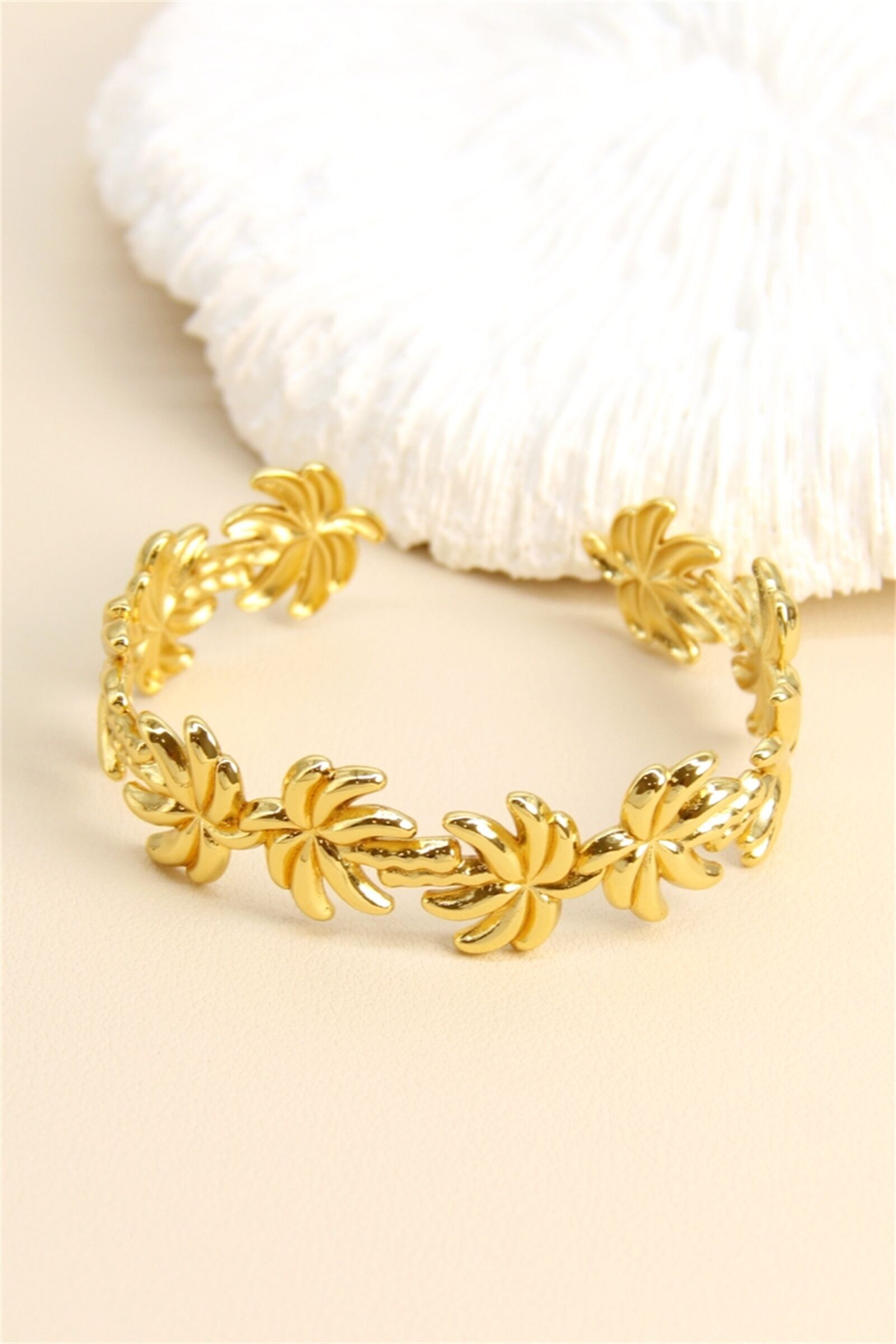 Bracciale rigido con palme tropicali – Acciaio inossidabile