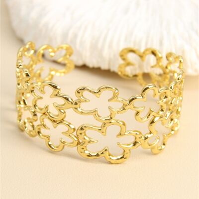 “Openwork Flowers” Cuff Bracelet – Stainless Steel