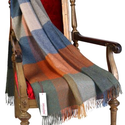 Alpaca wool multi-color checkered large plaid