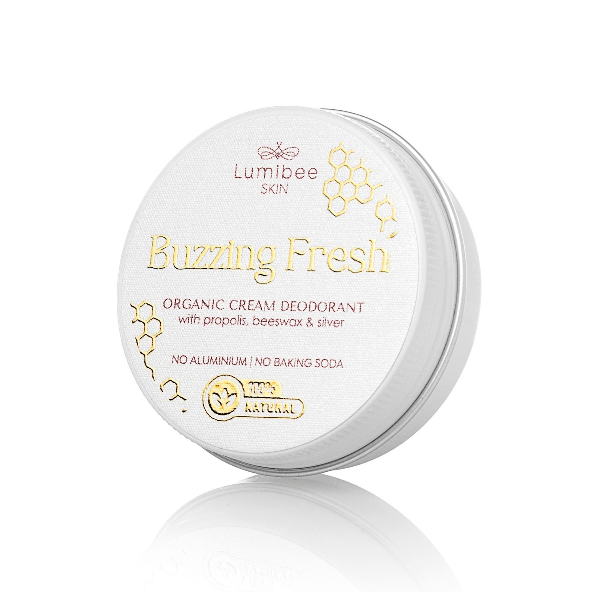 BUZZING FRESH Natural deodorant, baking soda & aluminum free, gentle on sensitive skin