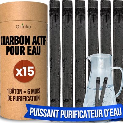 Binchotan orgánico 15x | Carbón de bambú activado Takesumi para purificar el agua + eBook | Cambia el agua embotellada por nuestro carbón activado