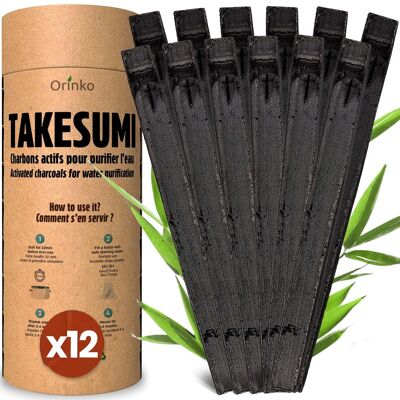 Binchotan orgánico 12x | Carbón de bambú activado Takesumi para purificar el agua + eBook | Cambia el agua embotellada por nuestro carbón activado