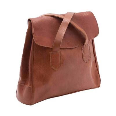 Cleo – Mochila convertible de piel color canela | Bolso artesanal 2 en 1
