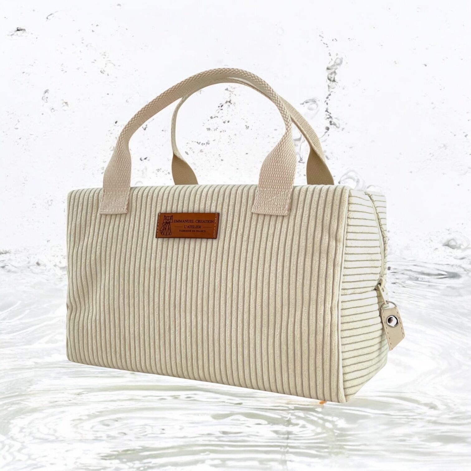 Sac isotherme Ice cube S, "Velours côtelé" écru