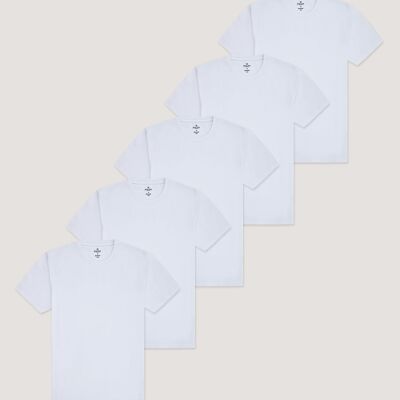 Lot de 5 t-shirts essentiels en coton blanc