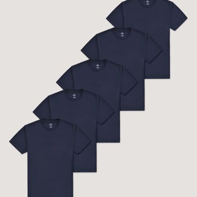 Lot de 5 t-shirts essentiels en coton bleu marine