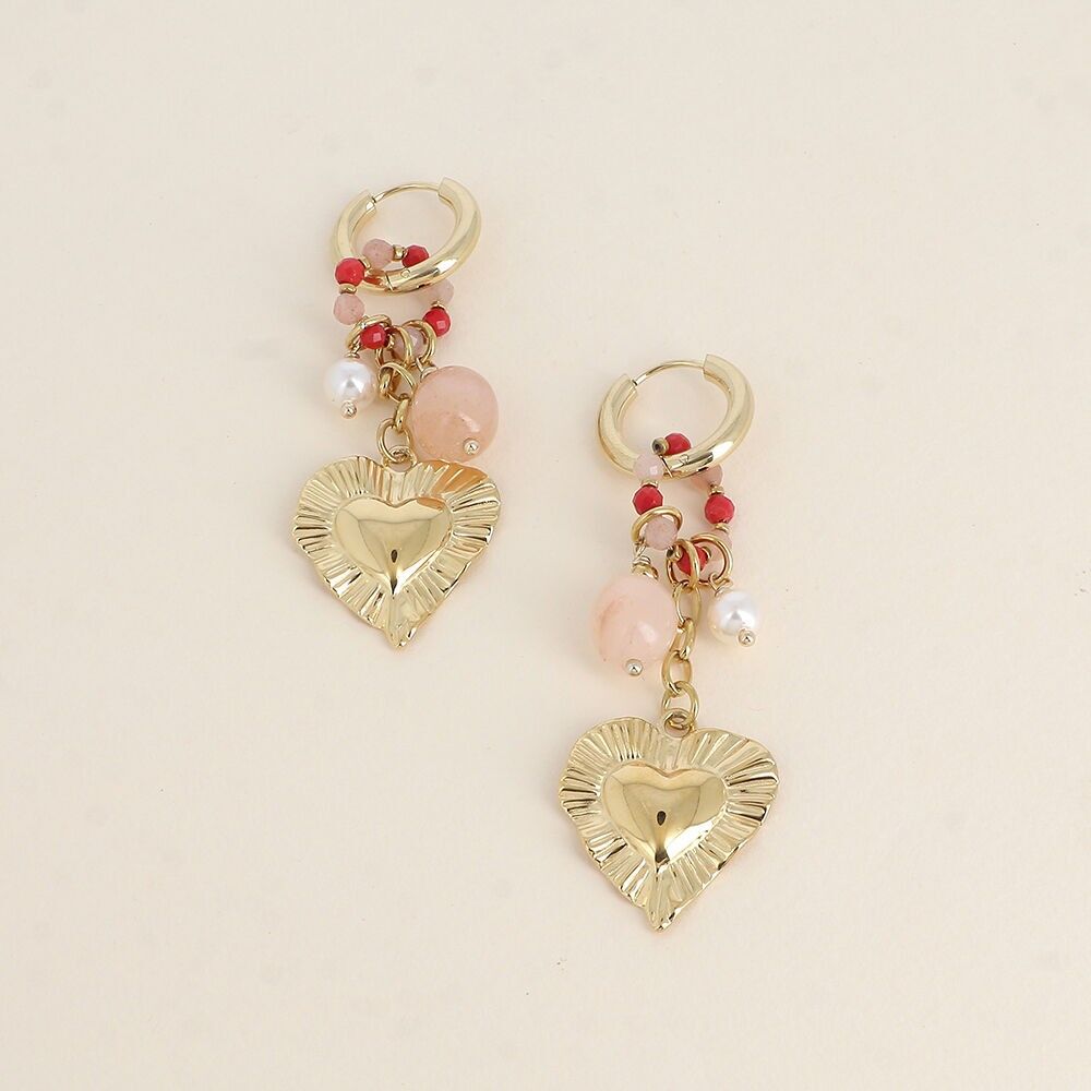 Criollos - anillo de perla, colgante de corazón y cuentas de resina