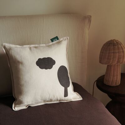 Coussin en lin Sisi, Nuage et Arbre
