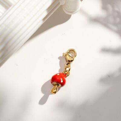 Red mushroom pendant charms stainless steel