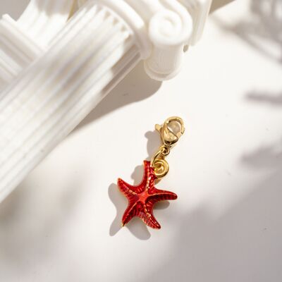 Two-tone red yellow stainless steel starfish charms