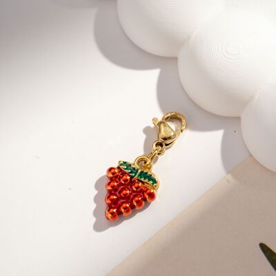 Cute stainless steel red kawaii strawberry pendant charms