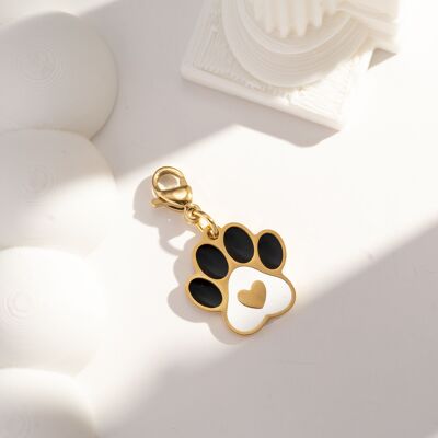 Charms colgante oro perro corazón pata amarillo acero inoxidable