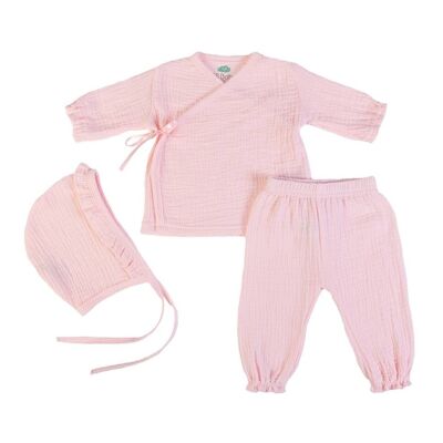 16707 - T-shirt in mussola a manica lunga + pantaloni + cappello - AI 25-26
