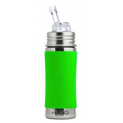 Botella de paja pura 325 ml + funda verde