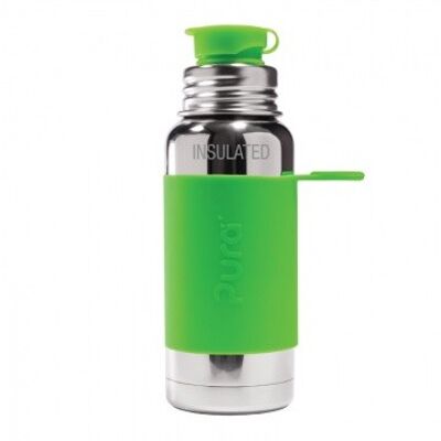 Pura Thermos Sportflasche 475 ml + grüne Hülle