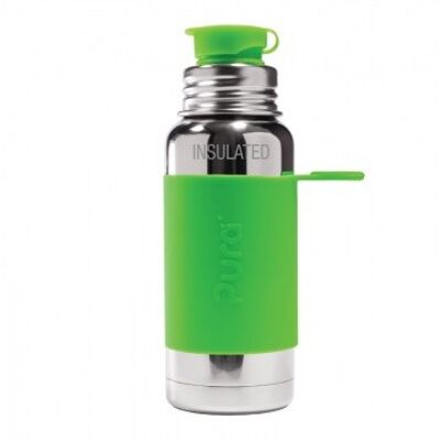 Pura thermos sportfles 475 ml + groene sleeve