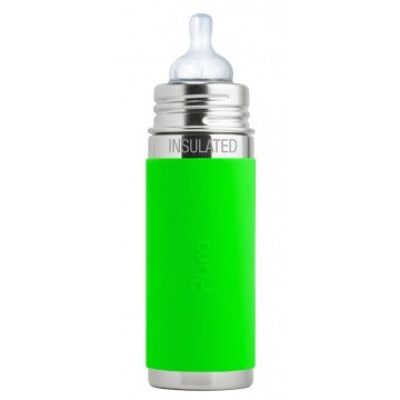 Biberon thermos Pura 260 ml + étui vert