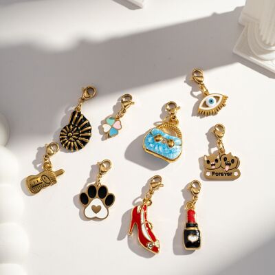 Lot de 9 Pendentifs Ultra Mignons en Acier Inoxydable