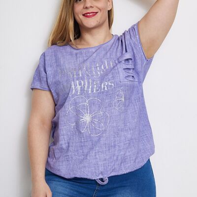 Plus Size Purple Cotton T-Shirt (C8004)