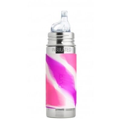 Pura thermos spout bottle 260 ml + pink swirl sleeve