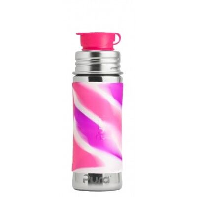 Botella deportiva Pura 325 ml + funda con forma de remolino rosa