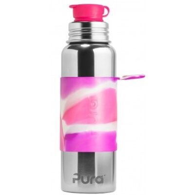 Bouteille de sport Pura 850 ml + manchon tourbillon rose