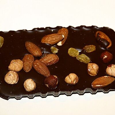 Tablette mendiant - chocolat 67% cacao, BIO, 100g