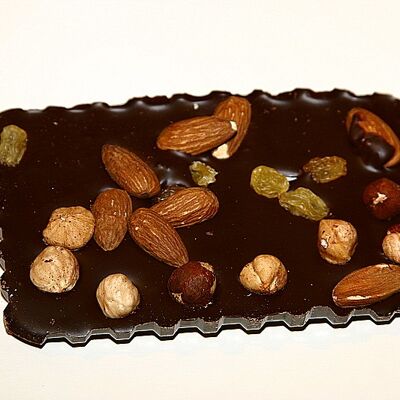 Tablette mendiant - chocolat 67% cacao, BIO, 100g