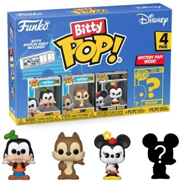 FUNKO Disney - Confezione da 4 statuette Bitty POP!Dingo 2,5 cm