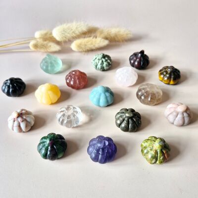 Hand-Carved Gemstone Pumpkin – Various Stone Types | Halloween Collection 🎃