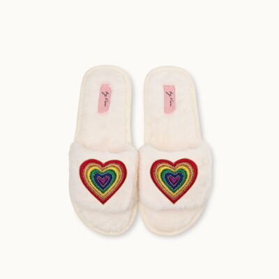 Brooches for slippers: rainbow heart