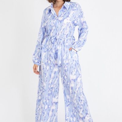 Plus size blue printed jumpsuit (C6531)