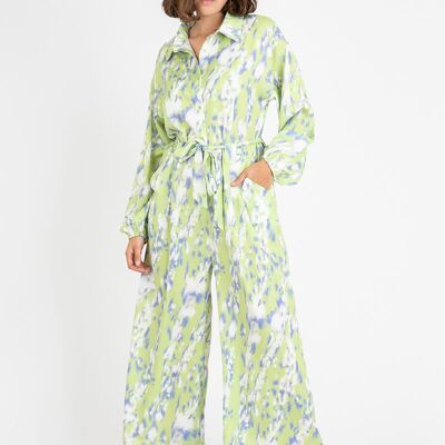 Plus size green printed jumpsuit (C6531)