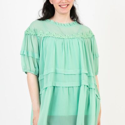 Green top + blouse with embroidery plus size (C6563)