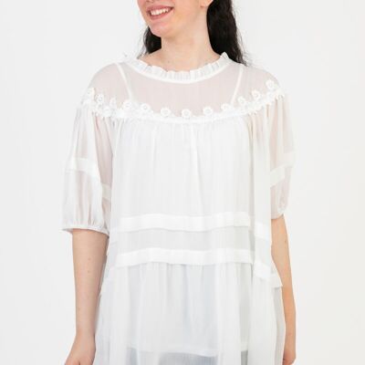 White top + blouse with embroidery plus size (C6563)