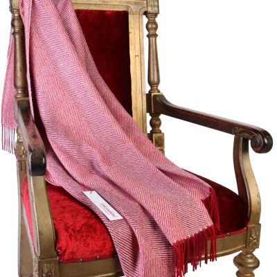 Alpaca wool herringbone patterned red plaid