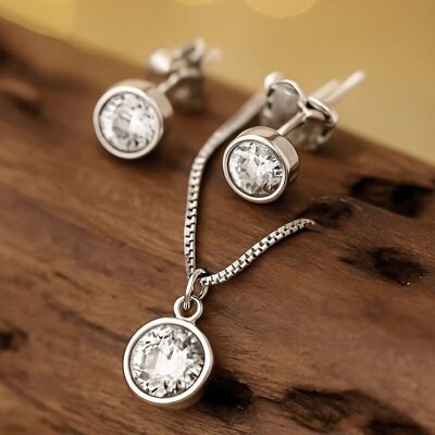 Zirconia - Parure collana e orecchini in argento 925