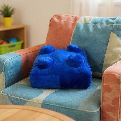 Coussin carré bleu en forme de brique | Coussin décoratif pour chambre d'enfant | Coussin décoratif rétro amusant | Pour enfants de tous âges