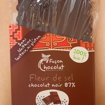 Barra de chocolate negro con flor de sal, ORGÁNICO, 100g