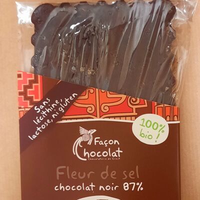Dark chocolate bar with fleur de sel, ORGANIC, 100g