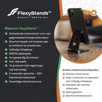 Support de téléphone FlexyStand™ Argent | Sac de rangement GRATUIT 2