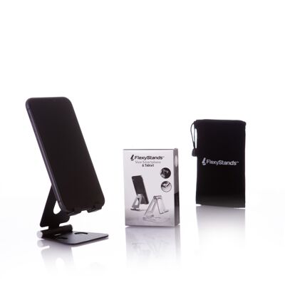 Soporte para teléfono FlexyStand ™ negro | Bolsa de almacenamiento GRATIS