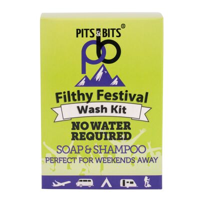 Kit de lavado para festivales Pits and Bits Filthy, jabón y champú, no requiere agua ni enjuague, diga adiós a las duchas para festivales