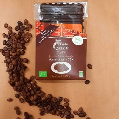 Barra de chocolate con café oscuro, ORGÁNICO, 100g