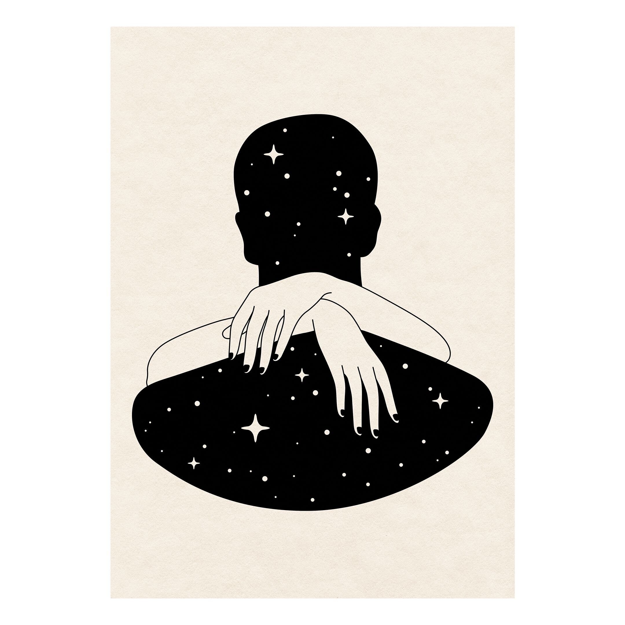 AMORE COSMICO 🖼️ STAMPA ILLUSTRAZIONE A3 SGUARDI COLPEVOLI