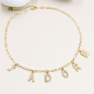 Collier Breloque "J'ADORE" en Acier Inoxydable